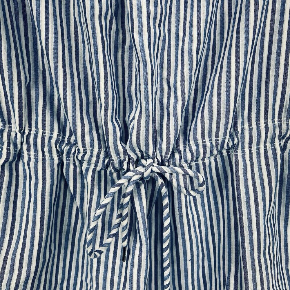 Rag & Bone Drew Off Shoulder Mini Dress Tunic MED Blue Stripe Cotton - Picture 9 of 13